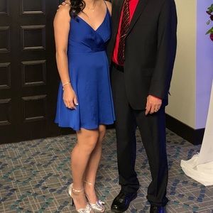 Blue Wrap Fit and Flare Express Dress